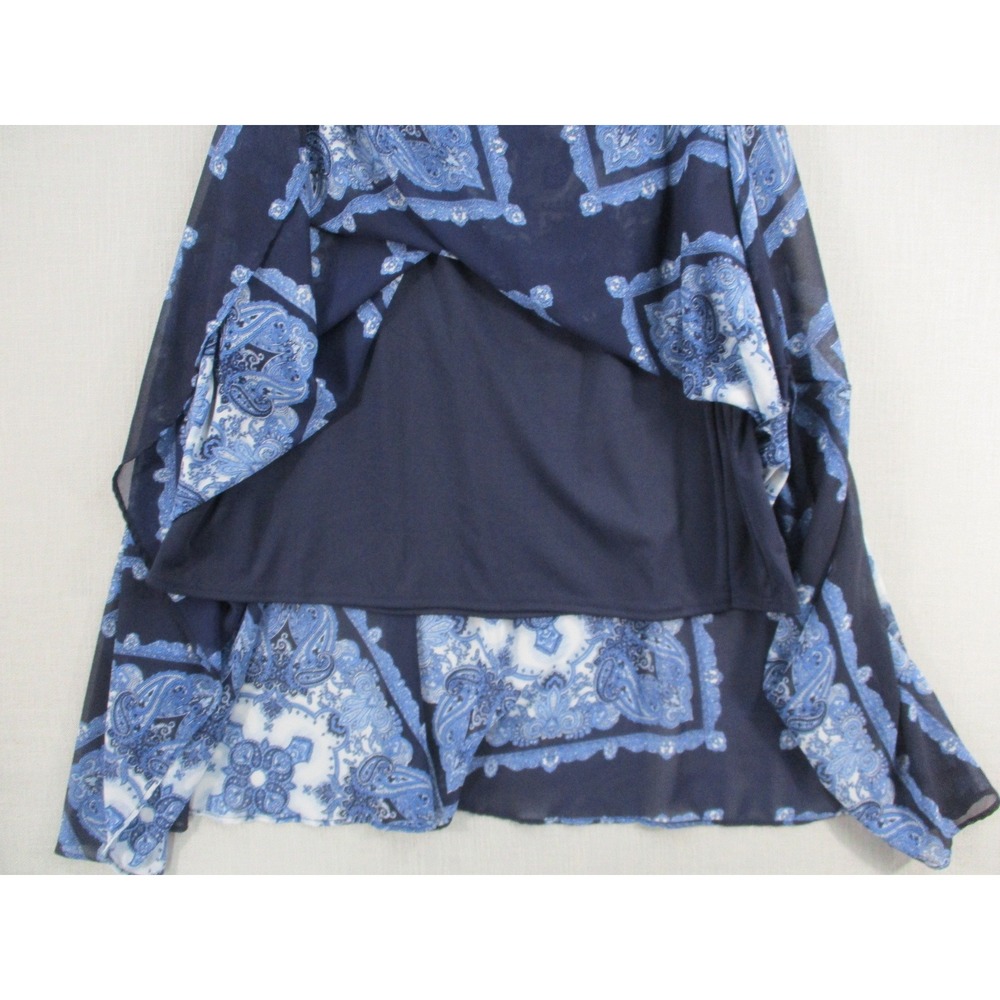 Truly 4 You Womens Navy Blue Paisley Smocked Waist Midi Skirt Large L Bandana - Picture 3 of 11
